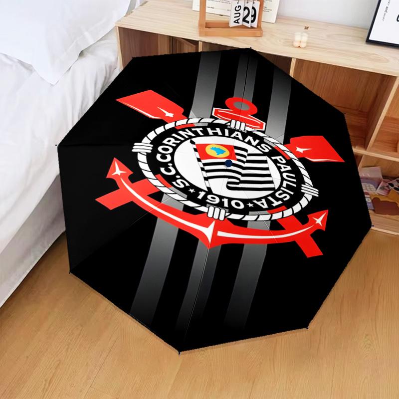1PC Sport Club Football Crest Printed Umbrella Folding umbrella, automatic umbrella 8-Frame for Travel, camping Fan gifts Christmas Gifts