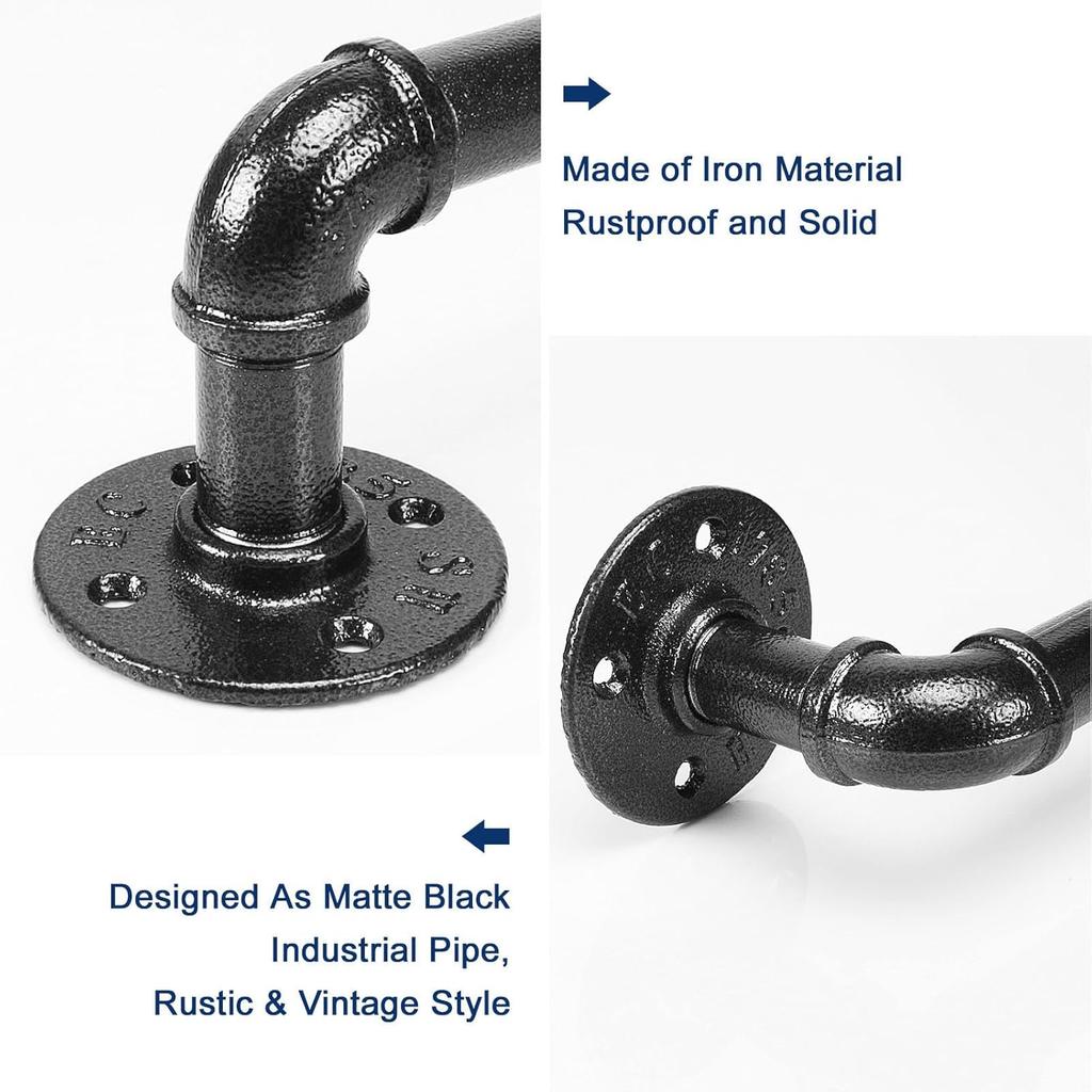 NearMoon Industrial Pipe Towel Bar, Heavy Duty Bathroom Hardware Towel Holder Accessory, Wall Mounted DIY Rustic Iron Bathroom Towel Rack Holder (24