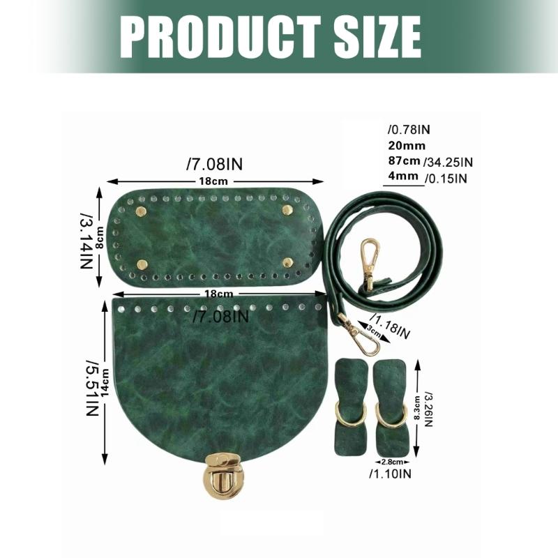 DIY PU Leather Bag Knitting Set Bag Strap Bag Lock Flap Cover Bag Bottom Leather Bag Making Accessories for Shoulder Bag
