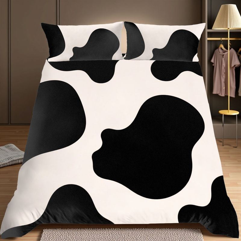 3Pcs Bedding Pillowcase Duvet Set Cow Spot Pattern 2D Digital Printing For Bedroom Hotel Dorm Decoration