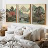 Japanese Mountain Landscape Triptych Zen Giclée Art Print Set HD Canvas Poster Prints Home Bedroom Living Room Decoration Gift