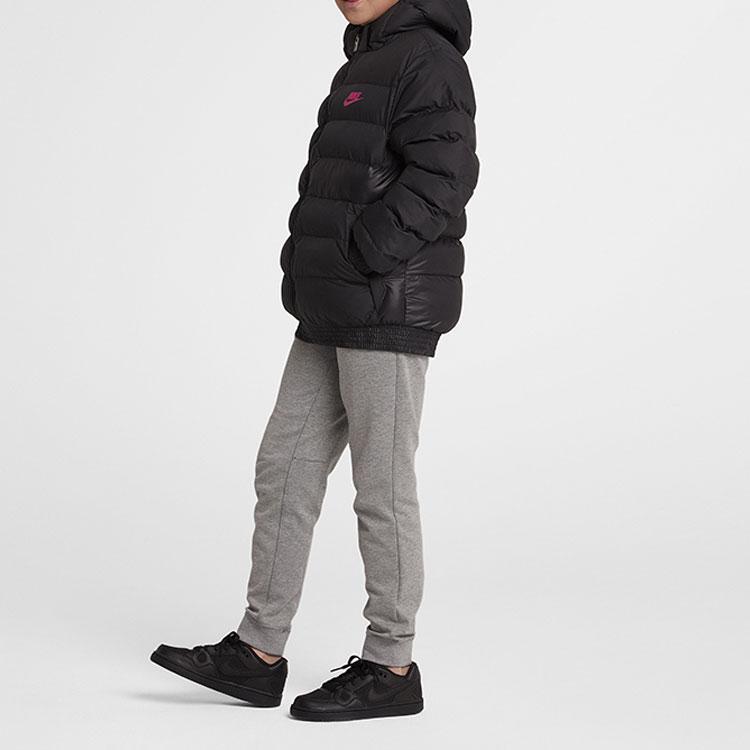 Nike Sportswear Solid Color Casual Lace-Up Mid-Rise Knit Joggers Kids Joggers Dark-Heather-Gray AJ6721-063
