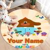 Hey Duggee Custom Name Round Area Rug,Carpet Rug for Living Room Bedroom Sofa Playroom Decor,Non-slip Floor Mat