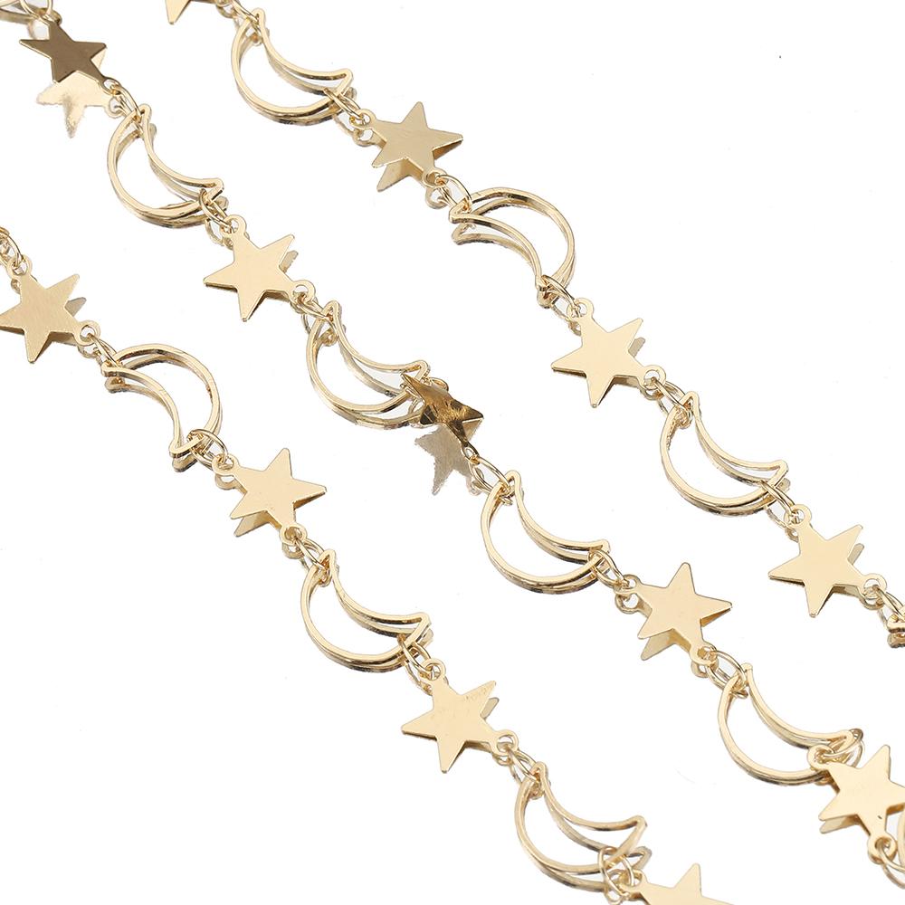 2Meters 1Meter Hollow Out Moon Star Charms Copper Chain Star Chains for Jewelry Making DIY Necklace Bracelet Wholesale Supplies