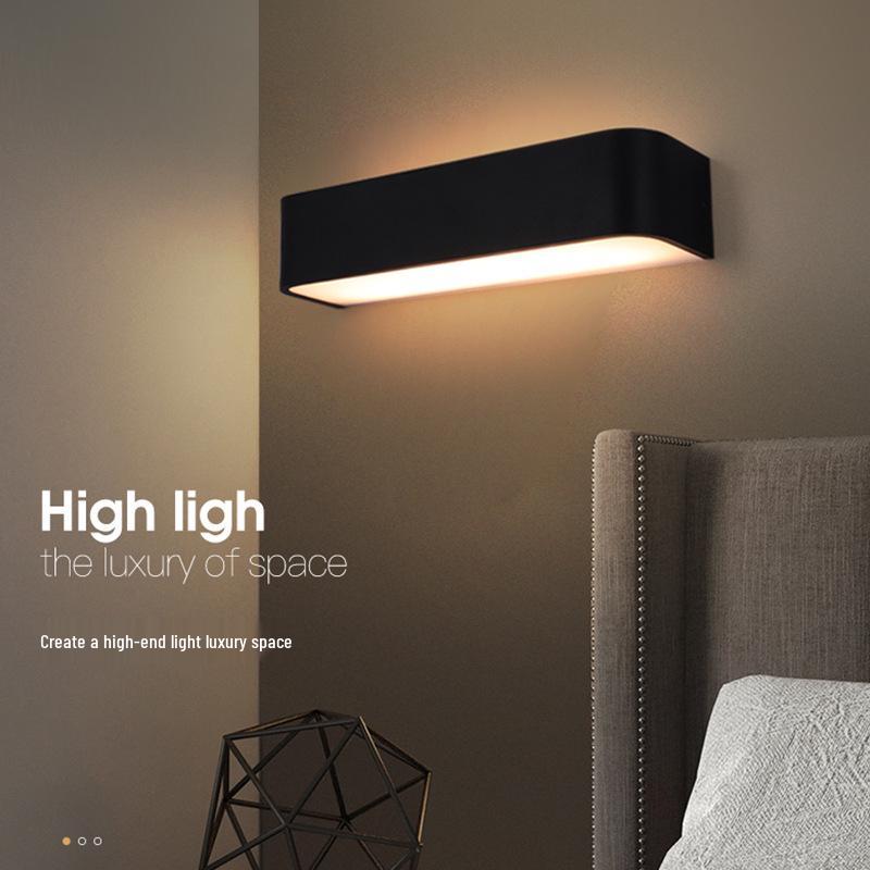 Black LED Wall Lamp: Dimmable Bedside Reading Light for Guest Room and Bedroom