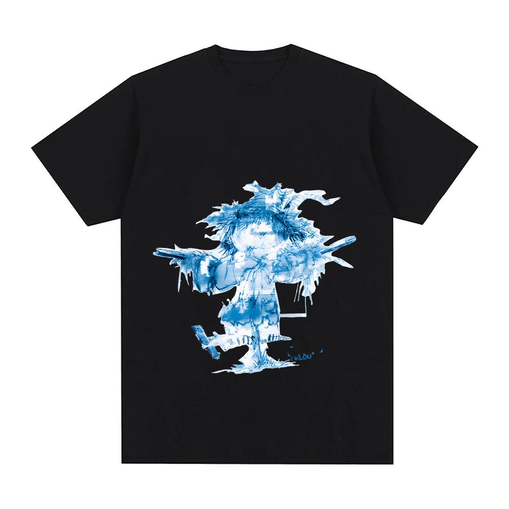 

Oklou T-Shirt SCARECROW Graphic Printing T-shirts Kawaii Cartoon Print Casual Clothing Women/men Summer Cotton Camisetas XS чёрный