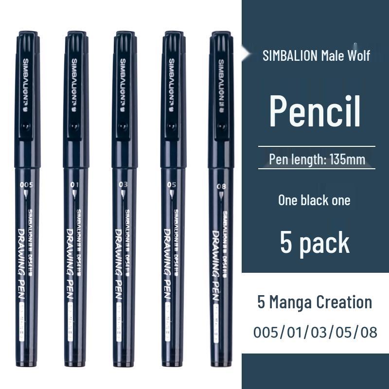 Lion Art Waterproof Syringe Pen for Manga & Line Drawing, Black, 0.05-0.1mm