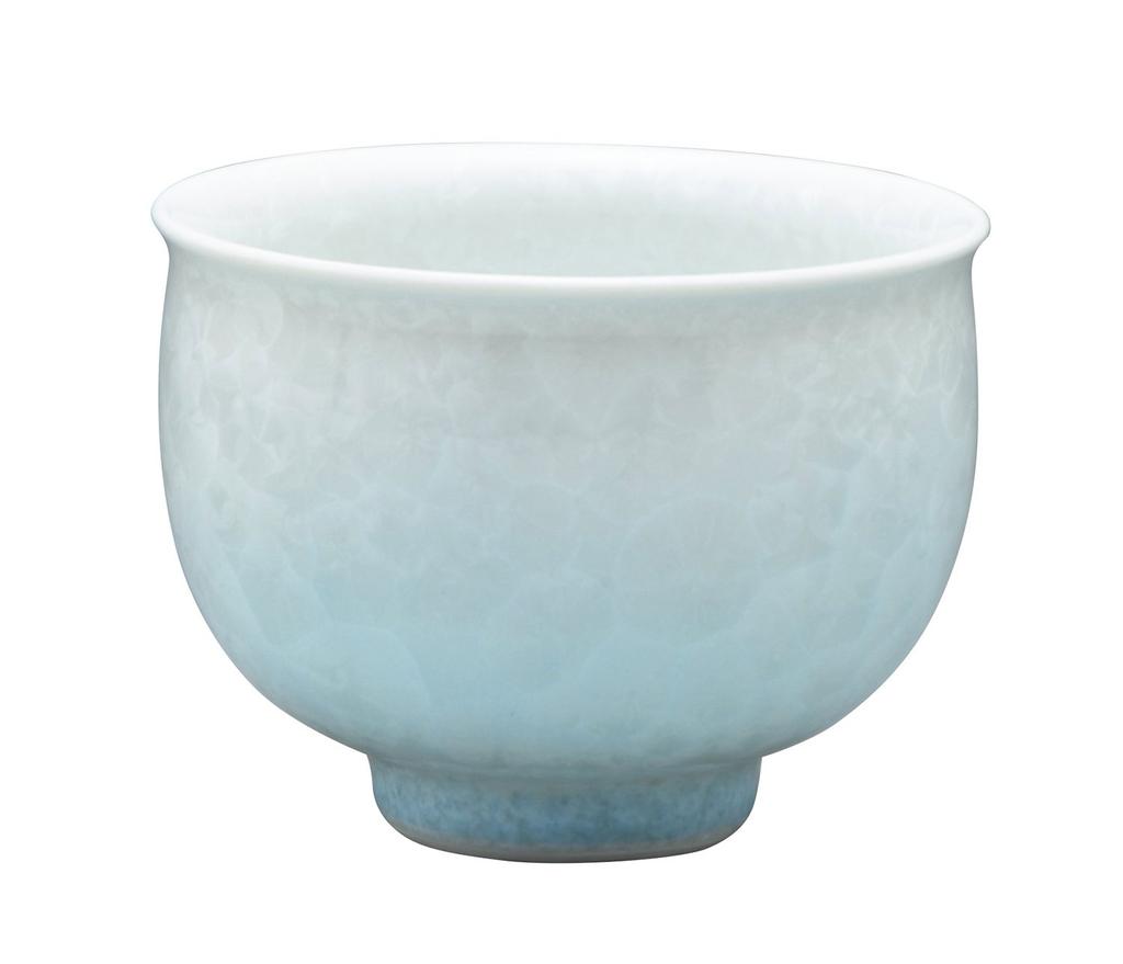 Kyoto Ware, Kiyomizu Ware, Touan Kiln, Tea Cup, Flower Crystal (light Blue On White Background), Kta586-01