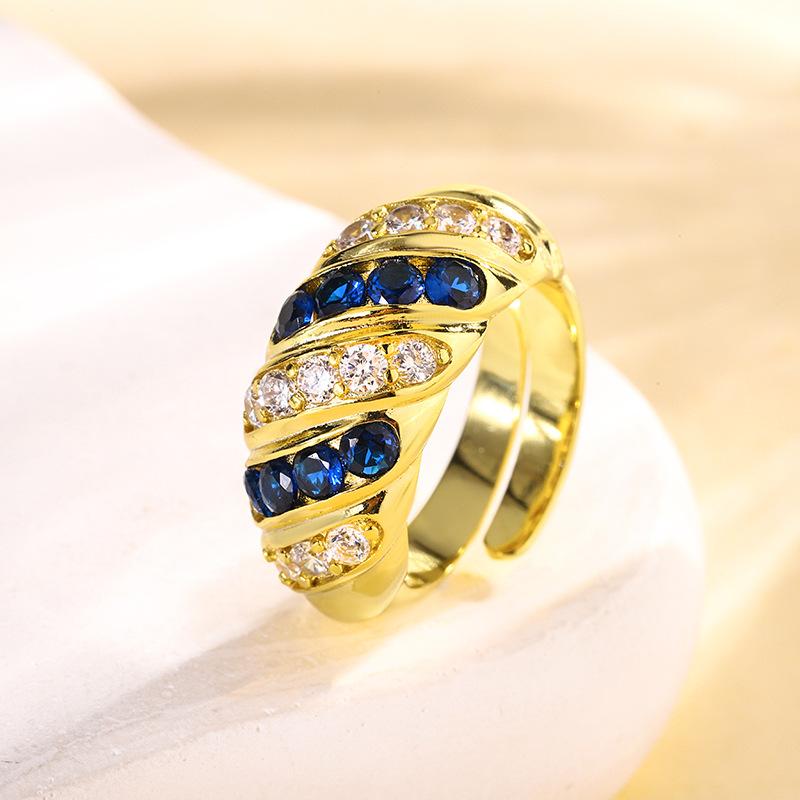 Jewelry Copper Bottom Gold Plated Simulation Sapphire Red Corundum Gold Vintage Geometric Ring
