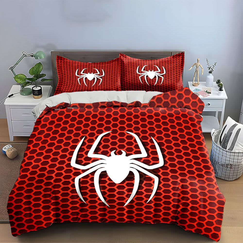 Spider Logo Three-Piece Set Multiple Sizes Kid'S And Adults' Bedroom Exquisite 3Pc Bedding Set, Gift