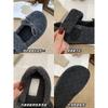 Bow gray fluffy shoes winter wear new velvet single shoes flat warm Mary Jane Doudou shoes