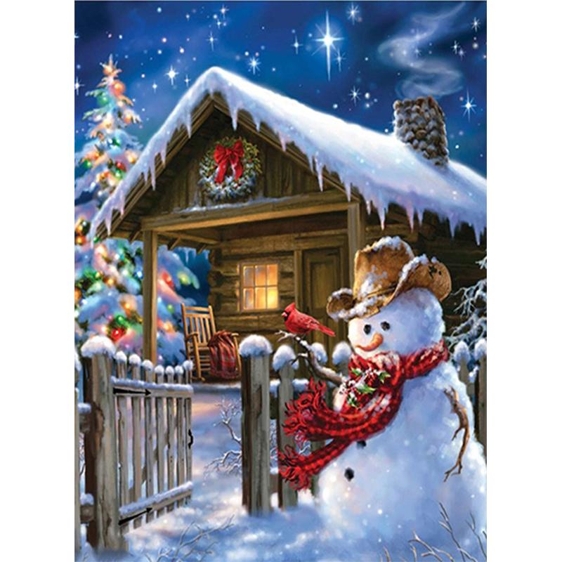 Fai da te Cartone Animato Pupazzo di Neve Pittura Diamante 5D Trapano Rotondo Completo Babbo Natale Ricamo Diamante Regalo di Natale Kit di Ricamo Regalo
