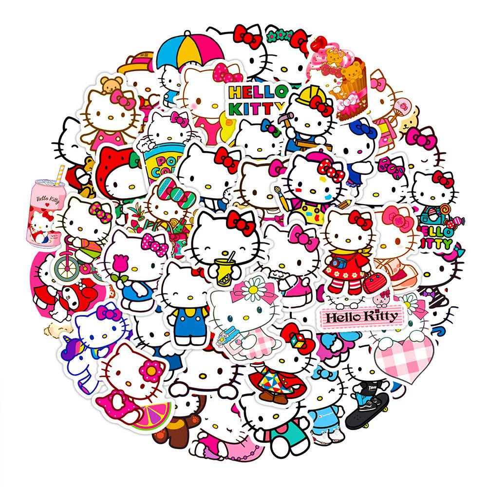

50-Count Sanrio Graffiti Stickers: Waterproof for Bikes, Helmets, Cups, Journals