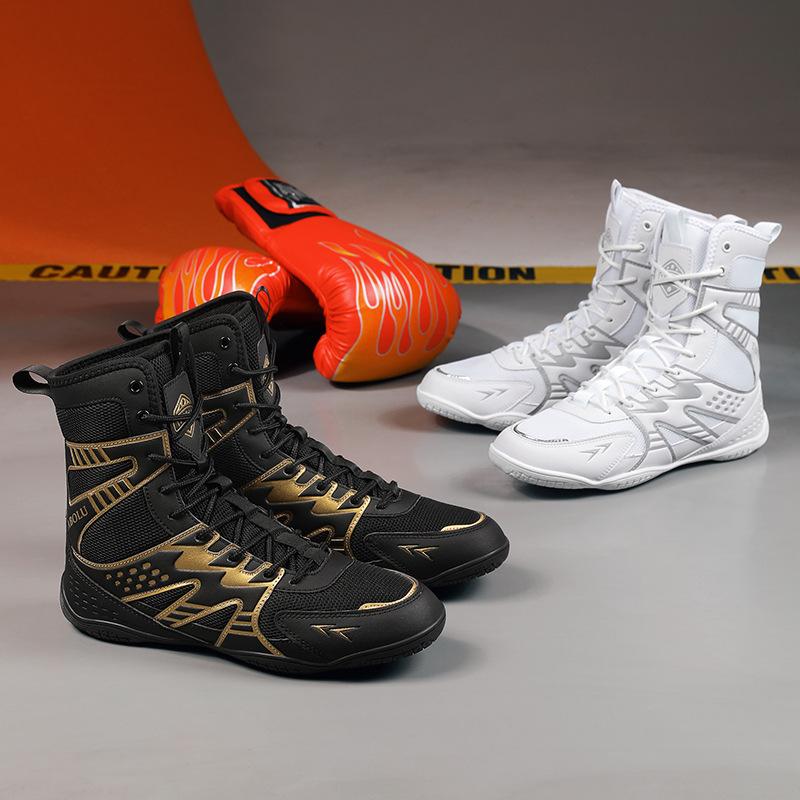 Boxing Shoes Combat Comfortable Wrestling Shoes High Top Boots Womartial Arts Competition Training Shoes Non-slip Shoes Fitness
