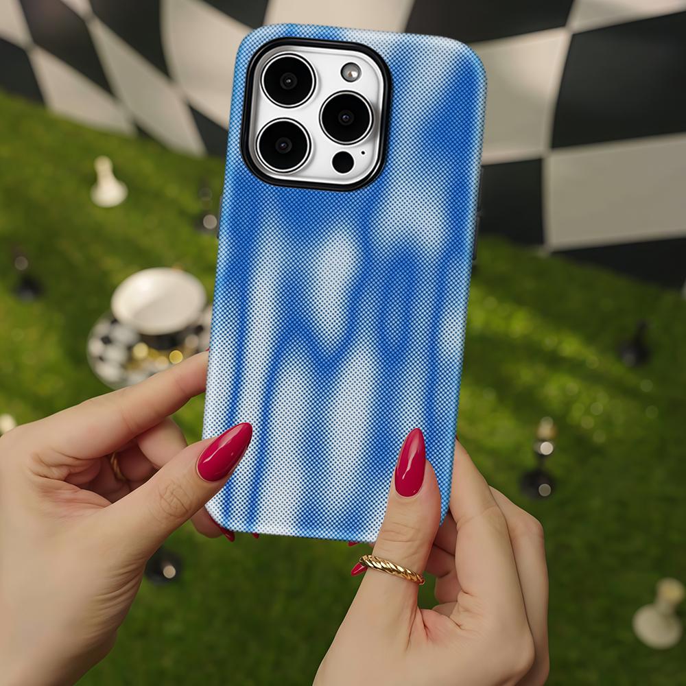 Blue Halftone Phone Case for IPhone 17 16 15 14 13 Pro Max Plus for Magnetic Single Double-layer Tough Case