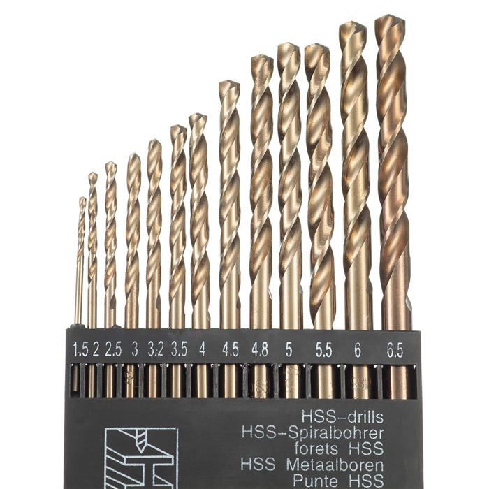 Forets hélicoïdaux - AIMOONSA - HSS M35 - 13 pcs 1,5–6,5 mm - 5% Cobalt - Pointe 135°