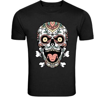 Tag der Toten Schädel Kunst T-Shirt - Bunte Zucker Schädel Grafik