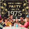 We’re Gonna Party Like It’s 1975 Birthday Banner Backdrop, Cheer To 50 Years Birthday Banner, 50th Birthday Party Supplies for Men Women
