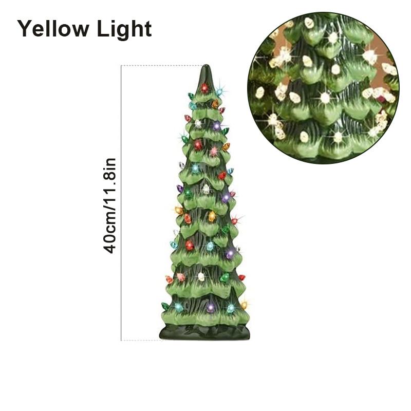 Árvores de Natal de Mesa Retrô Pintadas à Mão com Timer, Árvores de Natal que Acendem, Árvore de Natal de Mesa com Luzes