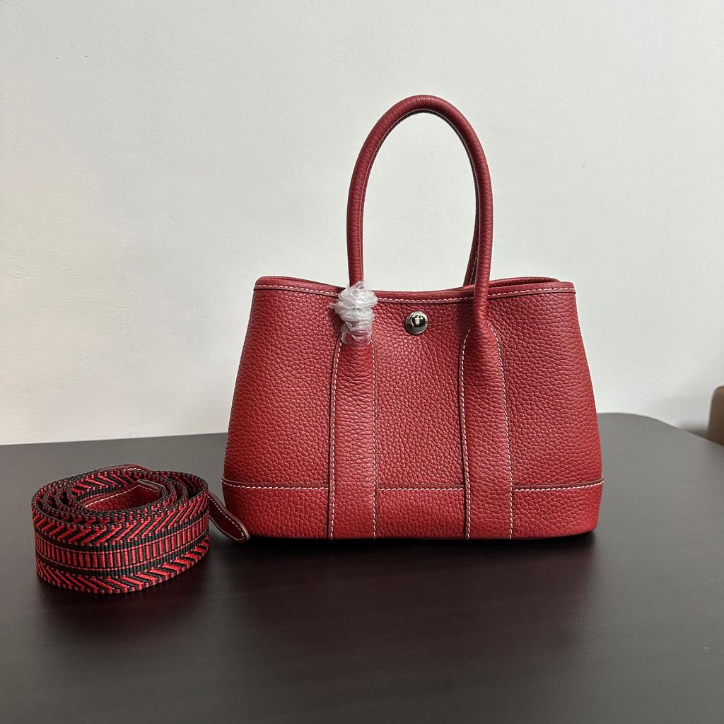 Top Layer TC Cowhide  Mini Garden Bag Genuine Leather Tote Bag Single Shoulder Crossbody Handbag Wide Shoulder Strap Women's Bag