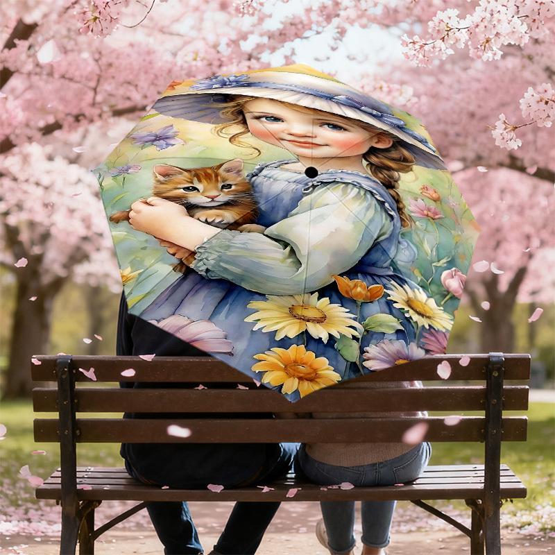 1PC girl flowers Automatic Open/Close Umbrella Compact Folding Umbrella with 8-Rib Shaft lightweight esign, Fashion Lovers1253A