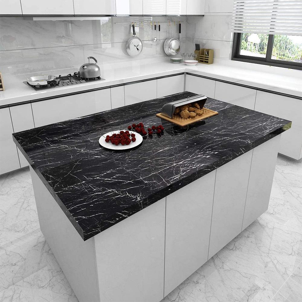 Black Marble Self Adhesive Waterproof Wallpaper for Kitchen Cabinets Countertops Door Wall Sticker PVC Contact Paper