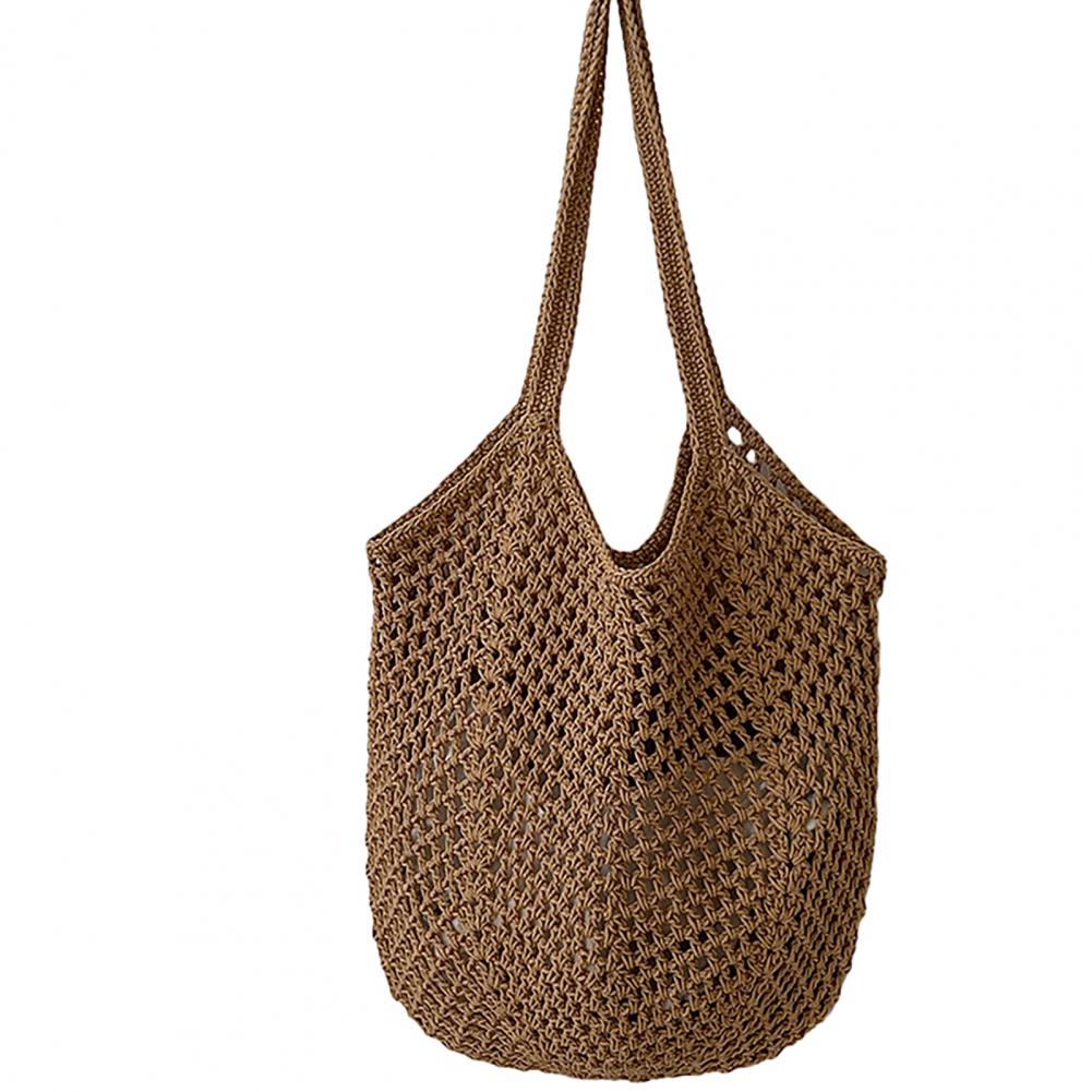 Woven Hollow Bag Eco-Friendly Large Capacity Straw Tote Bag Stylish Single-shoulder Bag for Travel Beach Shopping