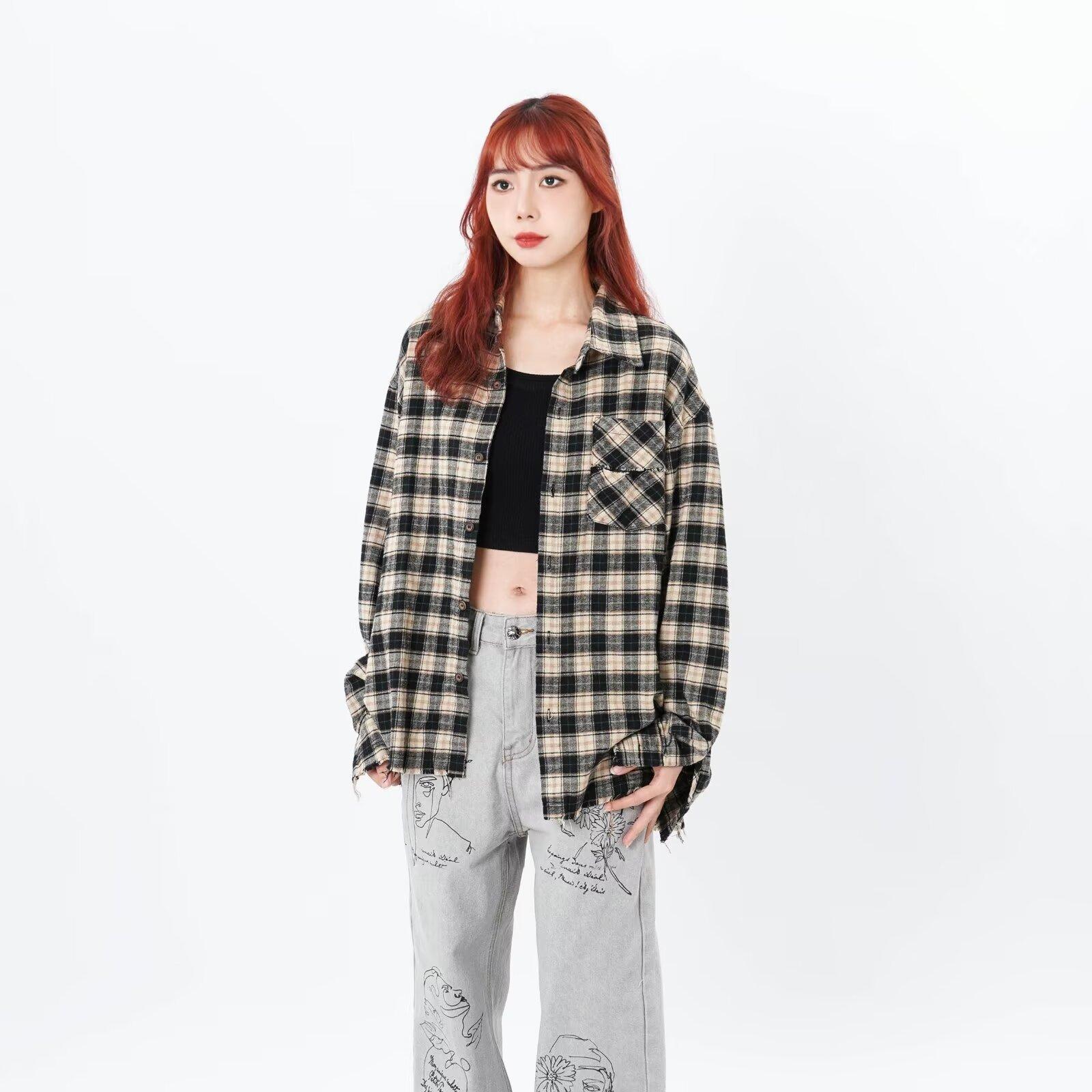 

Рубашка с длинным рукавом с буквенным принтом 2024 года в японском стиле в стиле Гонконга, свободная рубашка для мальчиков, летнее модное универсальное повседневное пальто 2XL чёрный