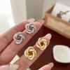 Korean Minimalist Knotted Metal Stud Earrings with Silver Needle – Elegant Niche Design for Women