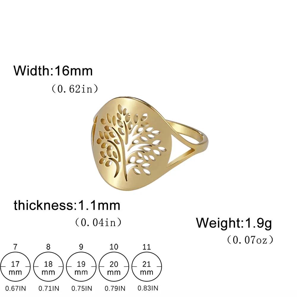 Stainless Steel Tree of Life Ring for Women Vintage Amulet Finger Rings Jewelry Mother's Day Gift