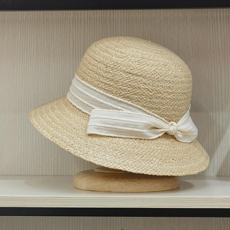 2024 Women s Summer Fisherman Bucket Hat Lafite Straw Hat Bow Ribbon Hat Hepburn Fisherman Straw Hat Girl Big Brim Casual Cap