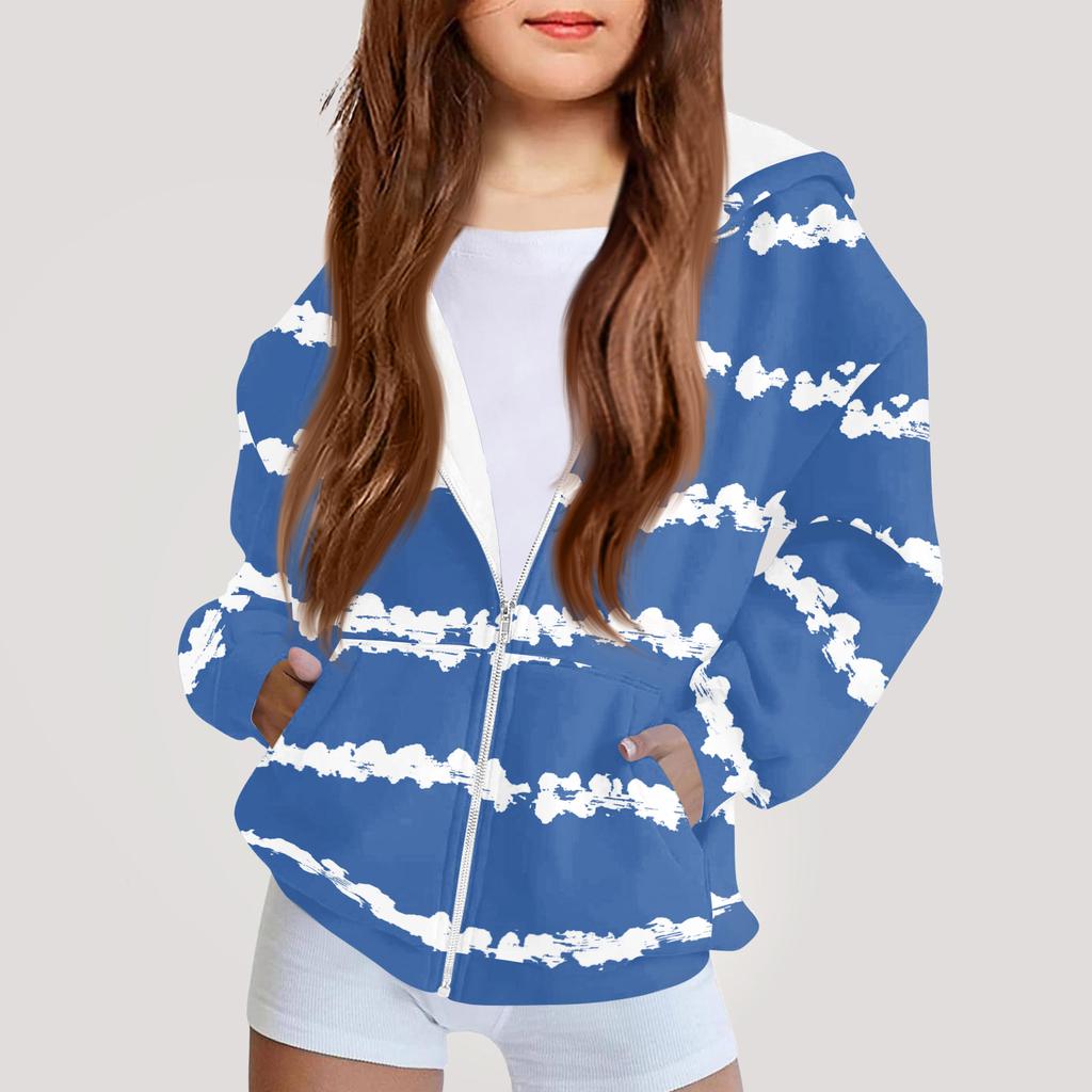 Children's Fashion Printed Long Sleeved Hooded Sweatshirt Girls' Hoodie Jacket