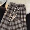 Wool Casual Pants Men's Japanese Loose Lazy Wind Wide Leg Pants Autumn and Winter Vintage Plaid Pants