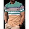 Summer  Men's 3D T-shirt Outdoor Round Neck Short Sleeve Top Stripe Print Street Loose T-Shirt Male Oversized Clothing
