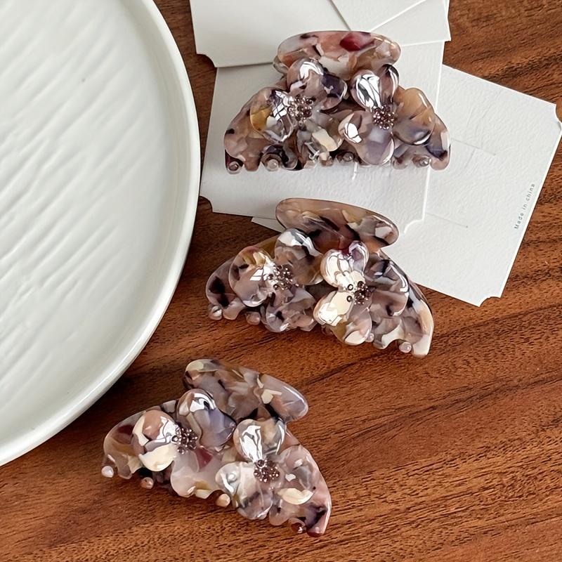 3D flower design, elegant contrast floral patchwork, portable daily hair clip, ideal holiday gift for women