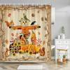 Fall Maple Eucalyptus Leaves Shower Curtain Autumn Pumpkin Farm Watercolor Botanical Floral Cloth Shower Curtains Bathroom Decor