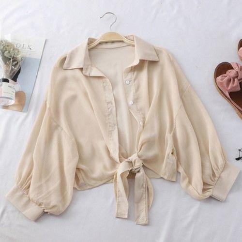 Thin Sunscreen Shirt Women's Summer Loose Bat Cardigan Short Chiffon Air-conditioning Shirt with a Small Shawl Outside the Student Tide