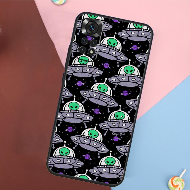 Aesthetics Cute Cartoon Alien Cover For Xiaomi Redmi Note 13 14 Pro 12 11 9 10 9S 10S 11S 12S Redmi 14C 10C 12C 13C Case