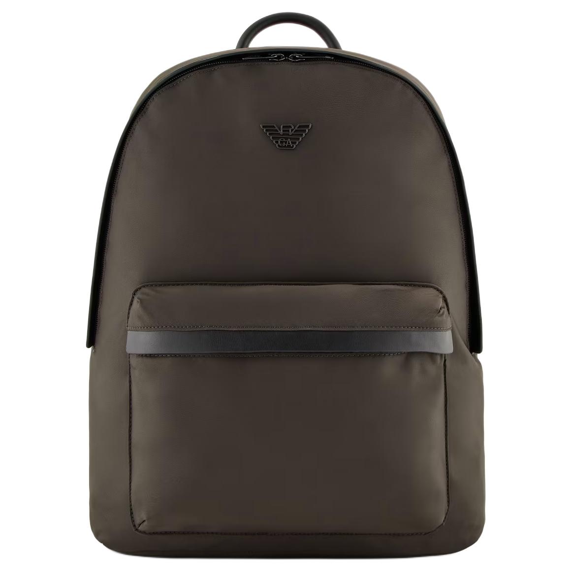 

Emporio Armani Metal Logo Zipper Closure Recycled Nylon Backpack Men backpack Brown Green Y4O348-Y217J-80023 Basic Set (Bag+Dust Bag)
