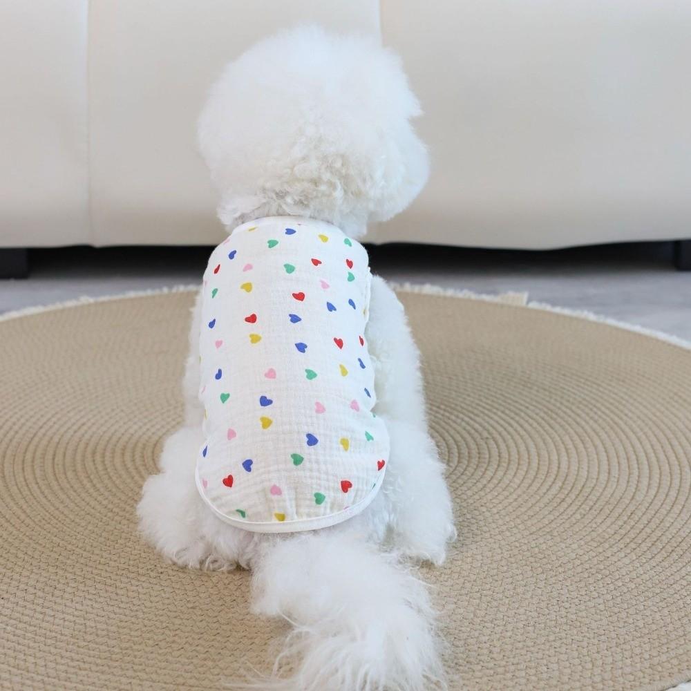 Cute Heart Pattern Dog Vest Soft Cotton Breathable Pet T-shirt Thin Cozy Pet Short Shirt Spring Summer Season