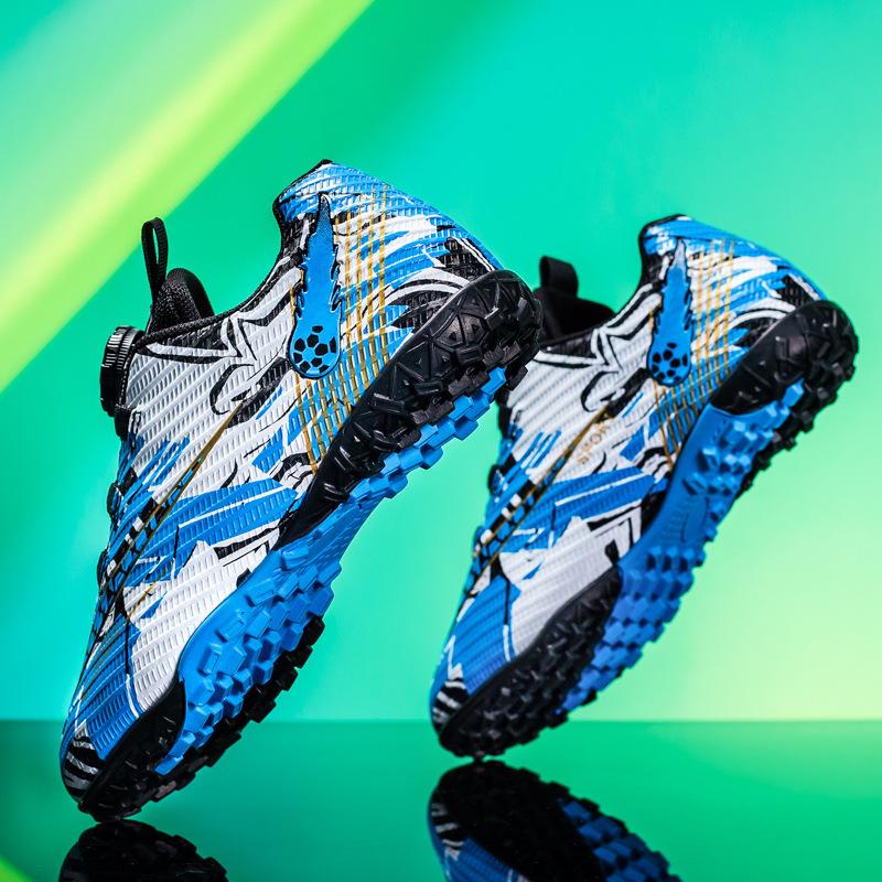 2025 new children's football shoes primary school boys mesh breathable broken nails tf knob girls training shoes