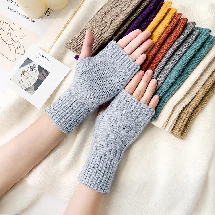Half Finger Gloves for Women Winter Soft Warm Knitting Gloves Soft Warm Half Finger Unisex Mitten Guantes