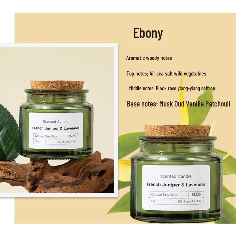 Eco-Friendly Green Glass Soy Wax Scented Candles with Wood Stopper – Ideal Creative Fragrance Souvenirs