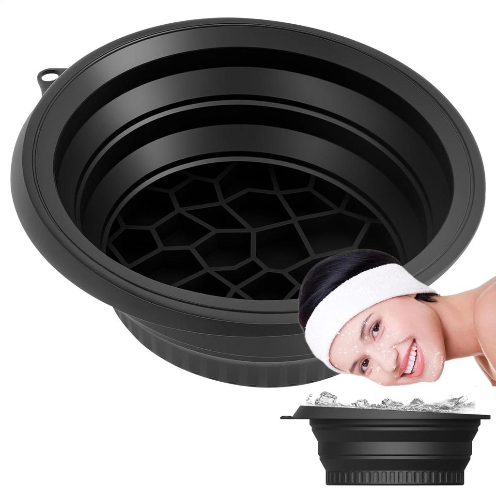 Foldable Face Ice Bath Bowl Face Basin Silicone Cooling Reusable Facial Roller With Build In Cube Tray Washing Basin Beauty Tool