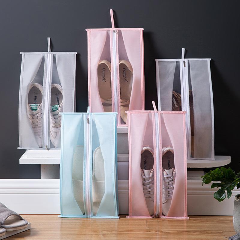 

Dustproof Waterproof Shoes Storage Bag Portable Transparent Shoes Organizer Zipper Pouch Travel Shoes Holder Bag Closet Holder S-20X40cm