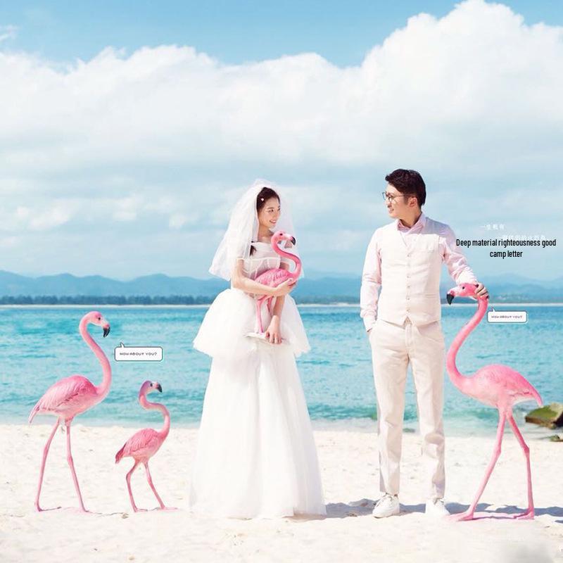 Fiberglass Flamingo Sculpture for Garden and Pond Decorations