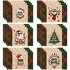White Linen Snowman Plaid Christmas Placemat - Holiday Party Decoration & Heat Insulation Table Mat