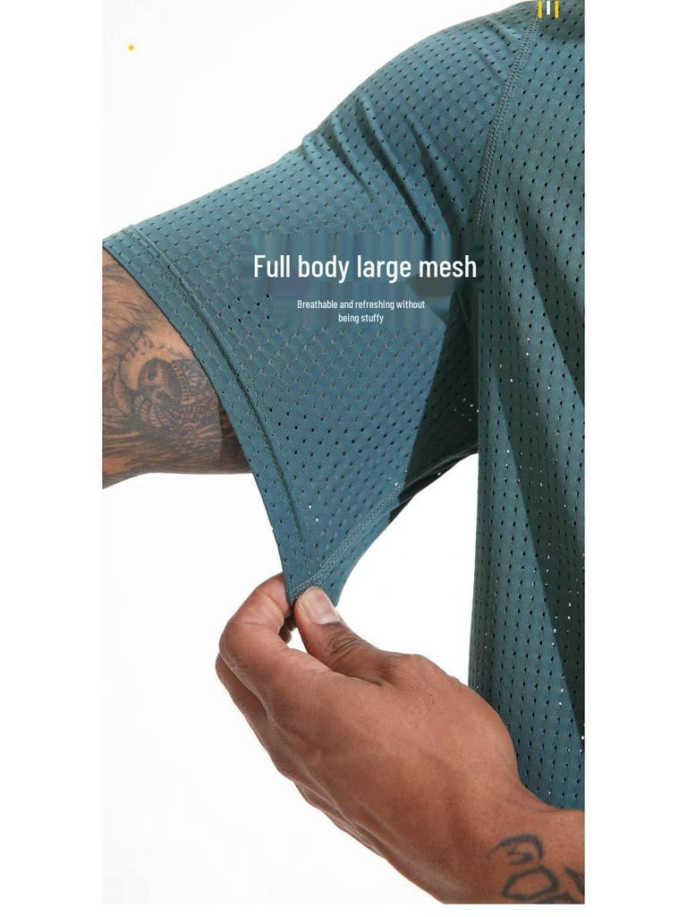 Herren Schnelltrocknendes Eisseiden-Sport-T-Shirt - Atmungsaktiv, Schweißableitend, Kurzarm-Rundhals.