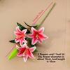 1 Bundle with 3pcs Flowers and 1pc Bud Artificial Lily Flower 70cm 7 Colors Simulation Flowers Lily Living Room Decoration