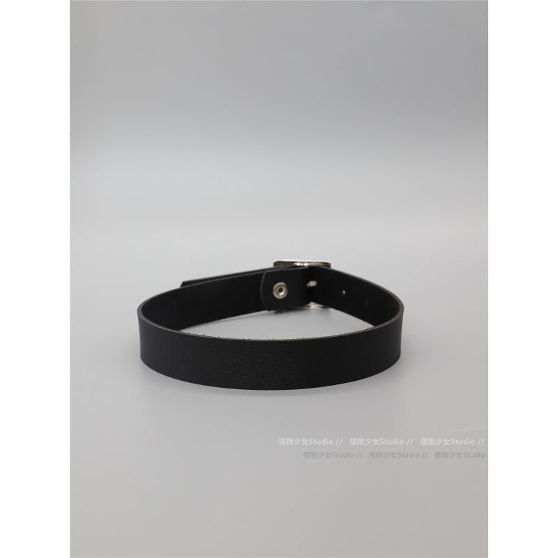 Dark Sweet Cool Square Buckle Choker, Punk Alt Faux Leather Minimal Neck Collar
